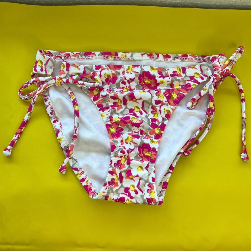 NWOT Victoria's Secret Bikini Swim Bottom, Pink/White/Coral floral, Size XS